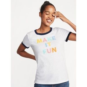 Old Navy Make It Fun Graphic Ringer Tee 